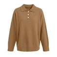 thumbnail image 4 of WTXUE Women's Buttoned Polo Knit Sweater Comfortable Soft Long Sleeve Shirt Fall Fashion Tops Relaxed Fit Tunic Dressy Casual Pullover Sweater Clothes Cute Trendy Work Outfits Khaki L, 4 of 5
