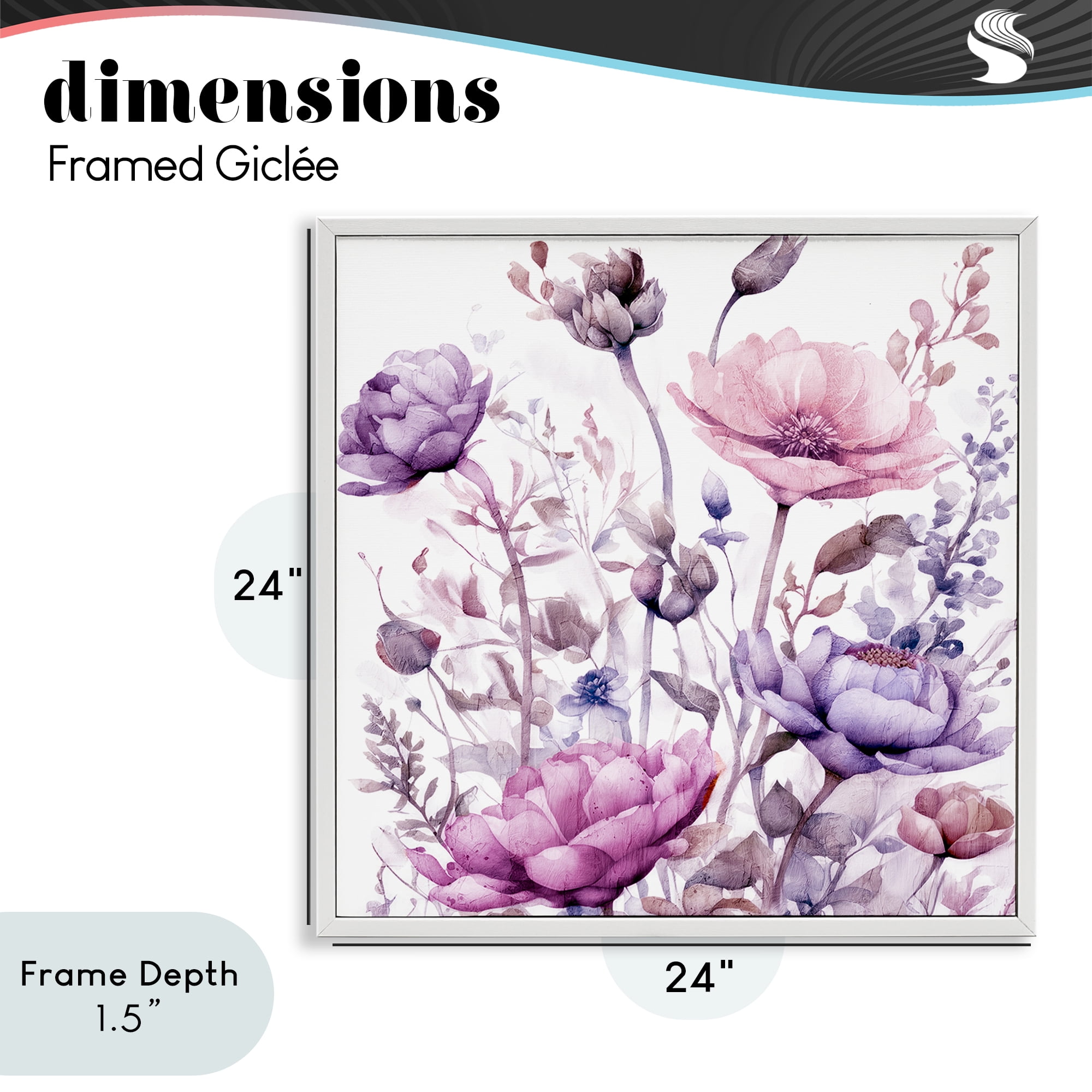 Stupell Industries Purple & Pink Florals White Framed Giclee Art, design by Kim Lewis