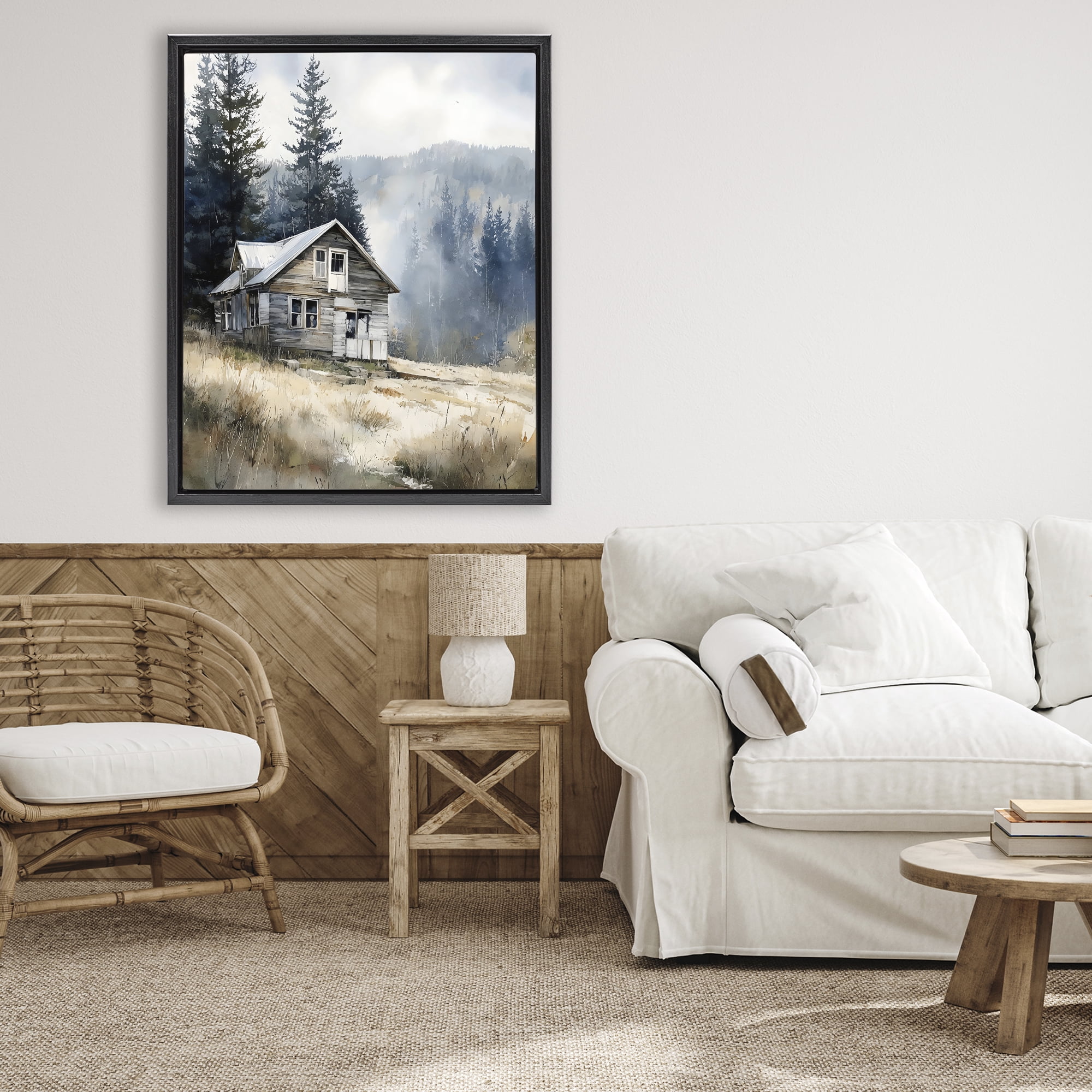 Stupell Industries Old Mountain House Black Framed Floater Canvas Wall Art, design by Franklyn Gregory