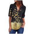 thumbnail image 1 of Camisas de verano para mujer, túnica informal con cremallera, cuello en V, blusa enrollable, camiseta Pompotops lopia997228, 1 of 6