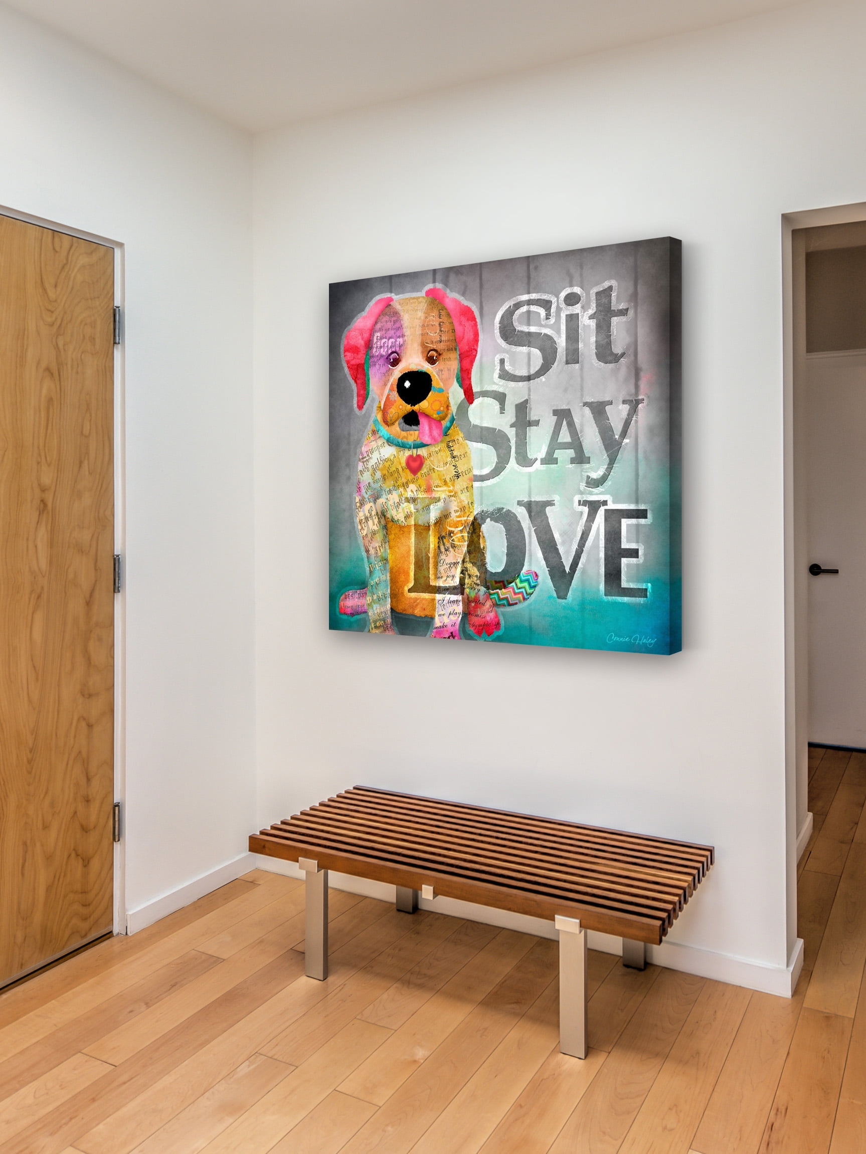 "Sit Stay Love" Painting Print on Wrapped Canvas