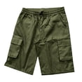 thumbnail image 4 of Cotton Cargo Shorts for Men Elastic Waist Drawstring, Relaxed Fit Side Multi-Pocket Lightweight Breathable Summer Work Shorts for Outdoor Hiking Travel Casual Wear, S-4XL, 4 of 5