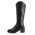 thumbnail image 5 of Rokment Fall Winter Wide Calf Knee High Boots for Women Black White Leather Chunky Mid Heel Dress Riding Long Tall Boots, 5 of 7