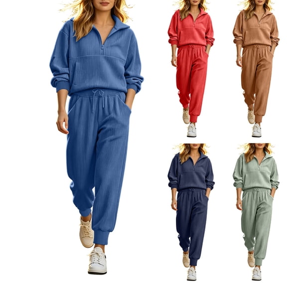 Aimik Plus Size 2 Piece Sets for Women Half Zip Pullover Sweatshirt and Jogger Pants Set Fall Winter Casual Lounge Outfit Sets