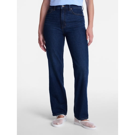 Time and Tru Women's High Rise Straight Leg Jeans, 30" Inseam Regular, Sizes 0-20, 10S-16S