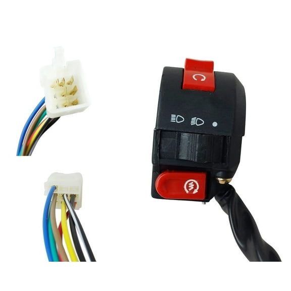 Left Handlebar Light Start Kill Switch Assembly - 7 Wire - 125cc 110cc 250cc Chinese ATV Quad without Choke Lever Taotao SUNL