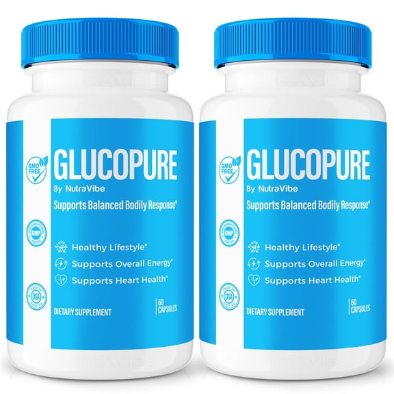 (2 Pack) Glucopure Capsules, Advanced Blood Support Pills, All Natural Formula to Maintain Healthy Levels, Dietary Supplement for Overall Wellness, Gluco Pure Capsulas Reviews (120 Capsules)