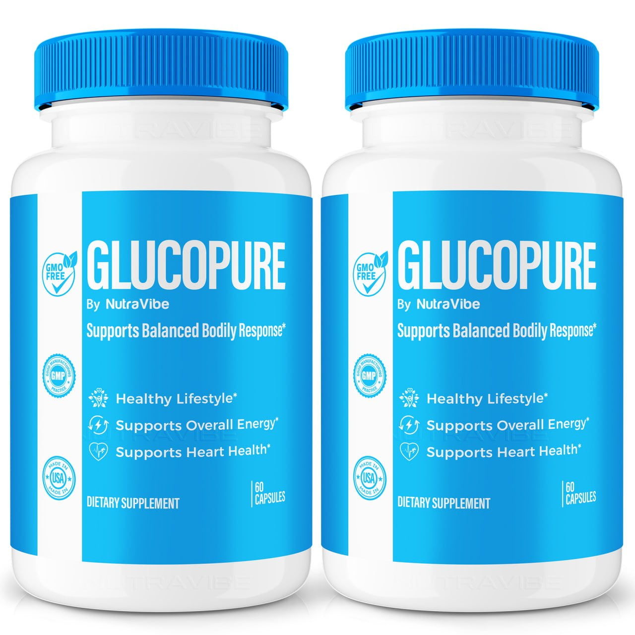 (2 Pack) Glucopure Capsules, Advanced Blood Support Pills, All Natural Formula to Maintain Healthy Levels, Dietary Supplement for Overall Wellness, Gluco Pure Capsulas Reviews (120 Capsules)