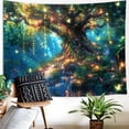 thumbnail image 3 of Gojian Fantasy Forest Tree Butterfly Wall Hanging, Fairy Magical Enchanted Jungle Waterfall Mushroom Tapestry for Bedroom Living Room, 3 of 6