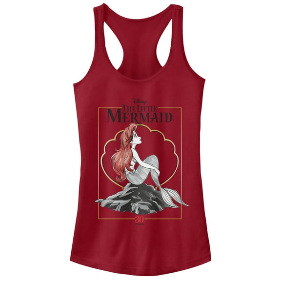 Junior's The Little Mermaid Ariel 30th Anniversary Racerback Tank Top Scarlet 2X Large