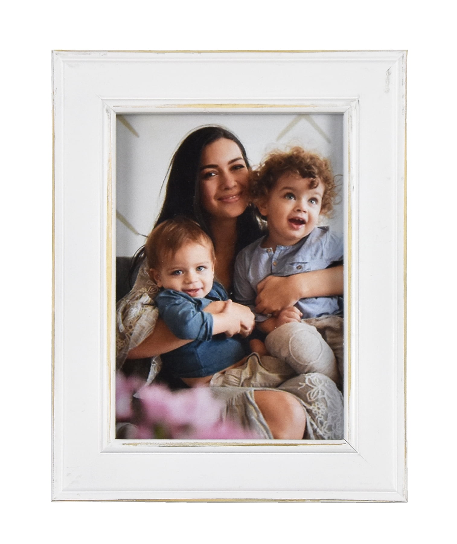 Fetco 9in by 7in Longwood Rustic White 5x7 Picture Frame Set of 2