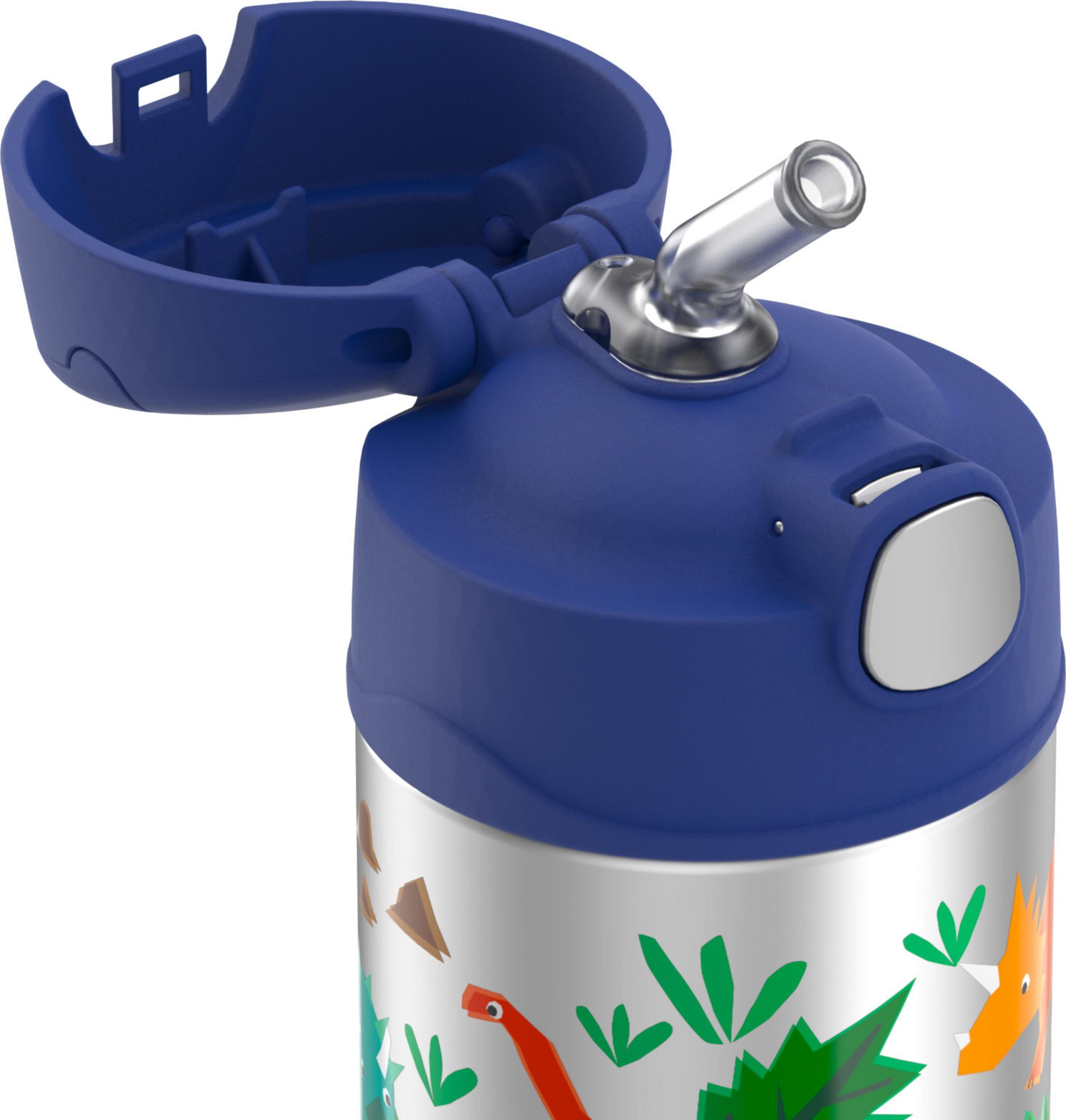 Thermos Stainless Steel Funtainer Water Bottle with Straw, Dinosaurs, 12 Fluid Ounces