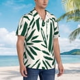 thumbnail image 3 of Pofeuu Palm Branch With Leaves Print Hawaiian Shirt for Men Sleeves Casual Button Down Summer Beach Dress Shirts T-Shirts,3X-Large, 3 of 7