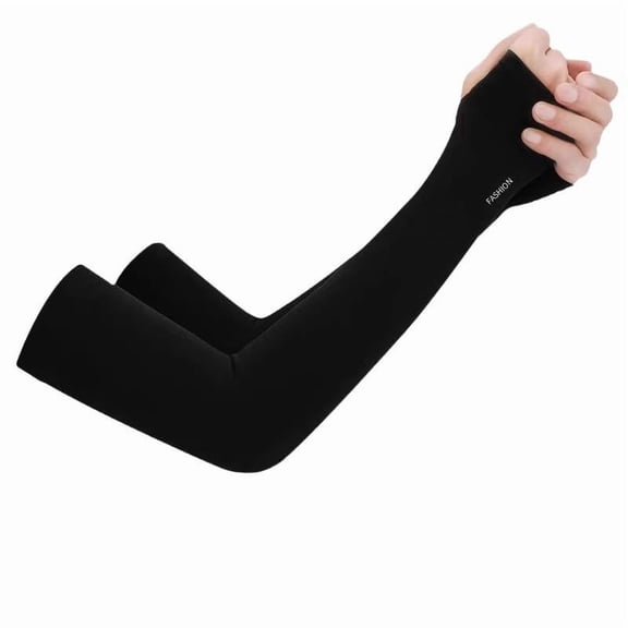 Cool Touch Breathable Arm Sleeves UV Protection Unisex Black 1 Pair