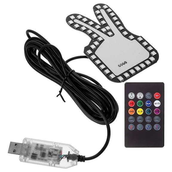 WHAMVOX 1 Set Automotive Led Finger Light With Remote Funny Hand Gesture Signal Light Rear Window Warning Light Usb Rear Light Cool Vehicle Accessories