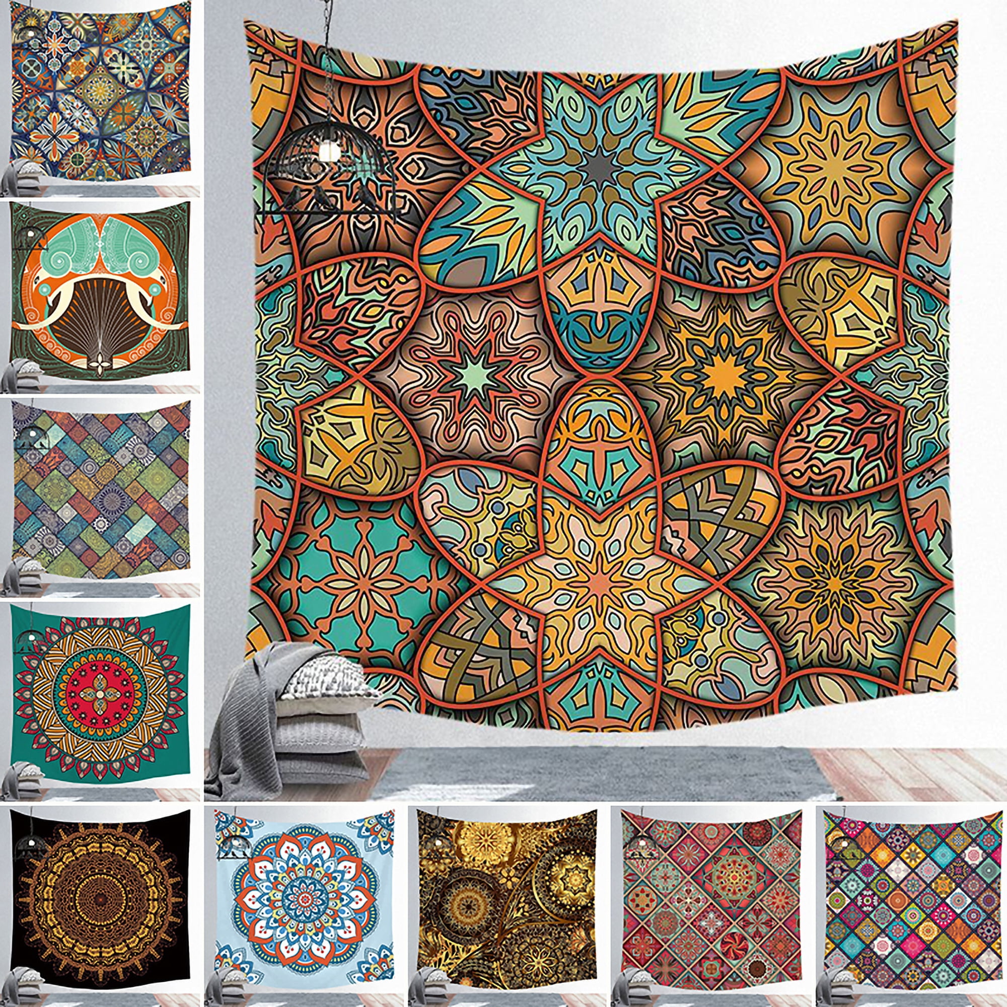Indian Mandala Cotton Wall Hanging Tapestry Hippie Gypsy Bohemian Psychedelic Indian Mandala Cotton Wall Hanging Tapestry Hippie Gypsy Bohemian Psychedelic