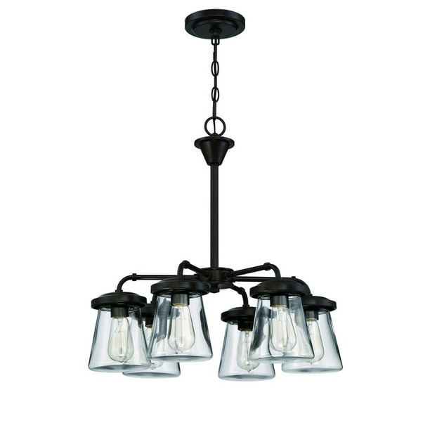 Litex Industries 6Light Ceiling Chandelier, Bronze Finish with Clear