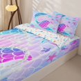 thumbnail image 3 of Homewish Magic Mermaid Girls Zipper Twin Comforter Sets with Fitted Sheet and 2 Pillowcases, Cartoon Sealife Zipper Bedding Set, Stars Reversible, 4pcs, 3 of 6