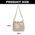 thumbnail image 2 of Bolso de hombro de la moda del bolso de mano del cuero de la PU de la cuerda que tira, bolso del cubo del hombro de la textura del bolso de cadena rómbica beige, 2 of 5