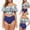 Dark Blue, variant on Brand-New Swimsuit Women's Two-piece Swimsuit Frilly High Waist Bikini Frilly Swimsuit With Panties