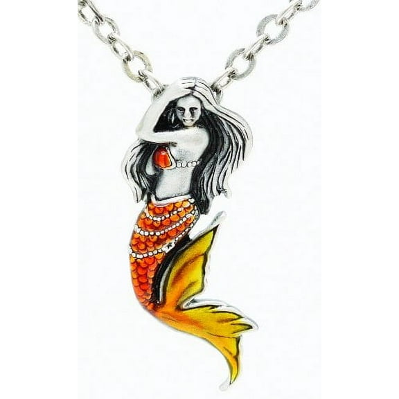 Orange Mermaid Necklace Pretty Ocean Lady