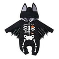 thumbnail image 2 of FASHOFT Baby Boy Halloween Bat Hooded Footie Romper with Wings Jumpsuit Cosplay Outfit Black 6-9 Months, 2 of 8