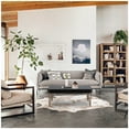 thumbnail image 3 of LuxenHome 46" W Manufactured Wood Veneer and Gold Metal Coffee Table, Black, 3 of 10