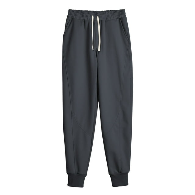 Ceisia Men Solid Color Loose Casual Pants Elastic Waist Drawstring Sports Gift Work Trousers