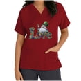 thumbnail image 5 of BiZtdJrK 2025 Scrub Tops for Women St. Patrick's Day Stretchy Scrubs Summer Casual V Neck Shrits Holiday Short Sleeve Work Top with Pockets Red XXL Lightning Sales, 5 of 7