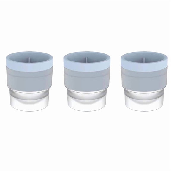 3 Pack Silicone Sphere Ice Maker Mold, 3" White Large Round Ice Ball Tray for Whiskey & Cocktails, Easy Release,Blue,3" x 2.2"