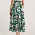 thumbnail image 5 of Yucgh Women's Floral Print Midi Skirt with Drawstring Elastic Waist, Casual Bohemian Skirt, A-line Summer Skirt with Pockets,Army Green,L, 5 of 7