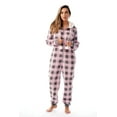 thumbnail image 2 of Just Love Buffalo Plaid Adult Onesie Sherpa Lined Hoody One Piece Pajamas (Pink Buffalo Plaid, X-Small), 2 of 4
