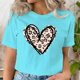 thumbnail image 3 of Camiseta con estampado de corazón de amor de leopardo para mujer, moda informal Ulzzang coreana, camisetas gráficas de manga corta para mujer, camiseta con corazón, 3 of 5