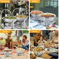 thumbnail image 2 of 5Qt 4 Pack Chafing Dish Buffet Set, NSF Stainless Steel Round Chafers for Catering, Buffet Servers and Warmers Set with Glass Lid & Lid Holder, Thick Stand Frame for Wedding Party Banquet Event, 2 of 9