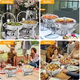 ROVSUN Set da 5 qt 2 pezzi di strofinamento per buffet, in acciaio inox, per catering, buffet e scaldini, set con coperchio e vassoio antigoccia per