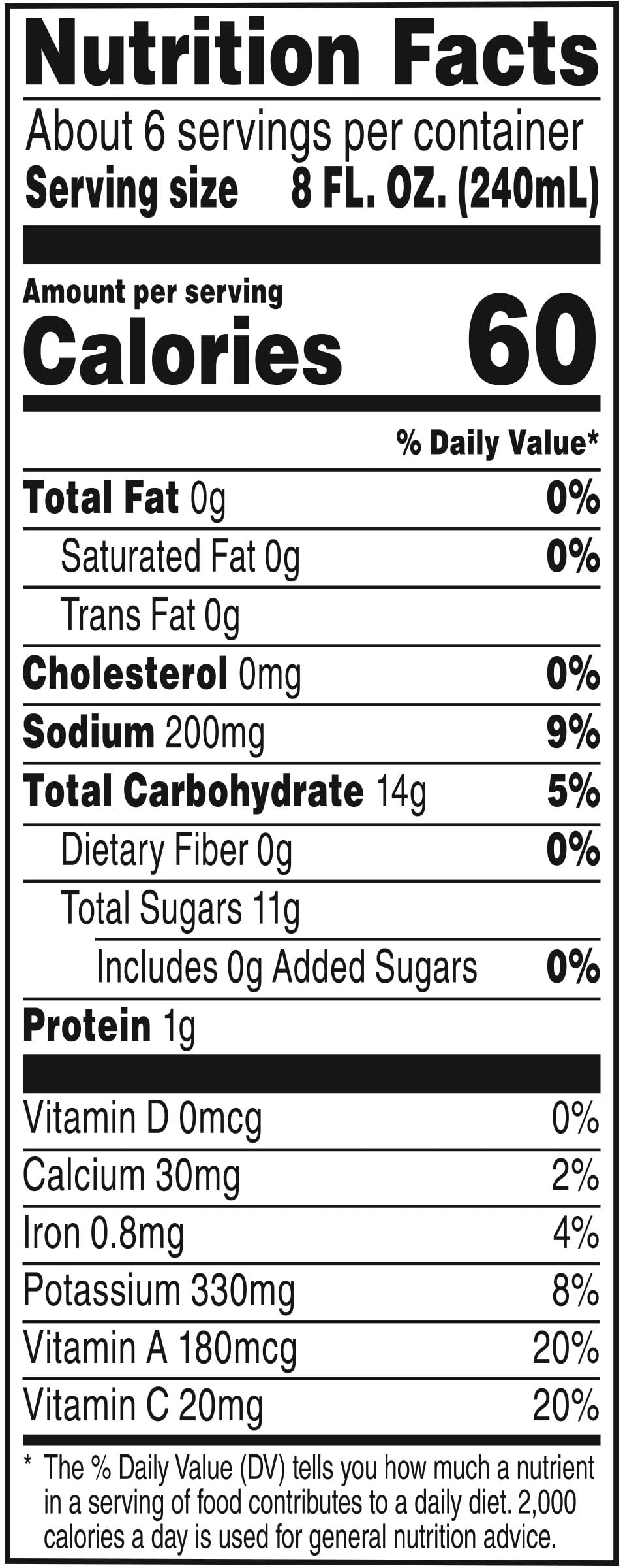 V8 Nutrition Label Besto Blog