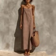 thumbnail image 2 of Tqcoqu Cotton Linen Sundress for Women,Summer Sleeveless Casual Loose Maxi Dress,Lightweight Beach Vacation Cami Dresses,Coffee Women's S-XXL, 2 of 9