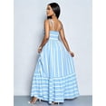 thumbnail image 2 of Blue Striped Maxi Dress With Tie Shoulder Straps, Ruched Bust, And Tiered Skirt For Vacation Or Casual Elegance, 2 of 8