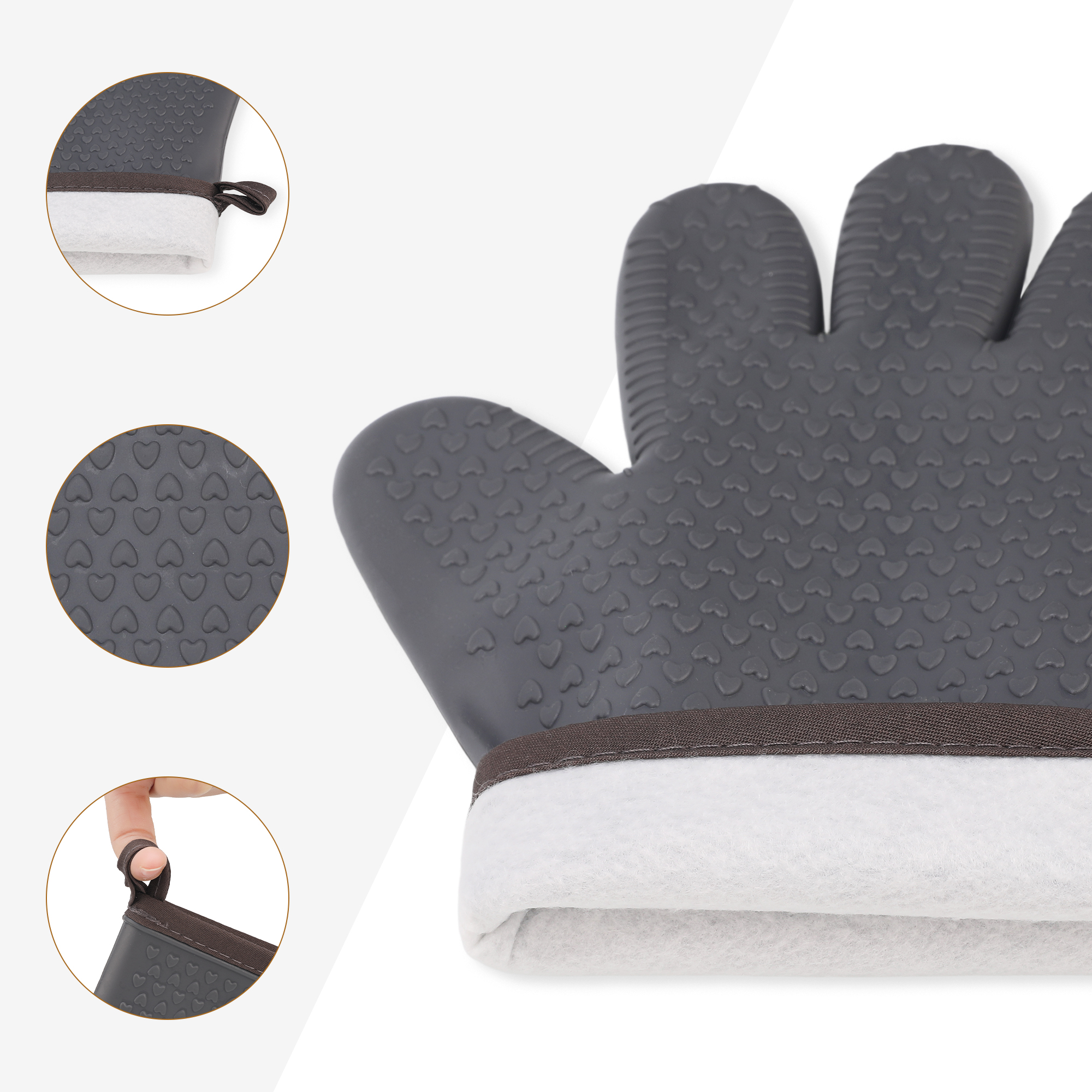 Unique Bargains 2pcs Silicone Heat-Resistant and Waterproof Oven Mitts Gray 10.8" x 8.1"