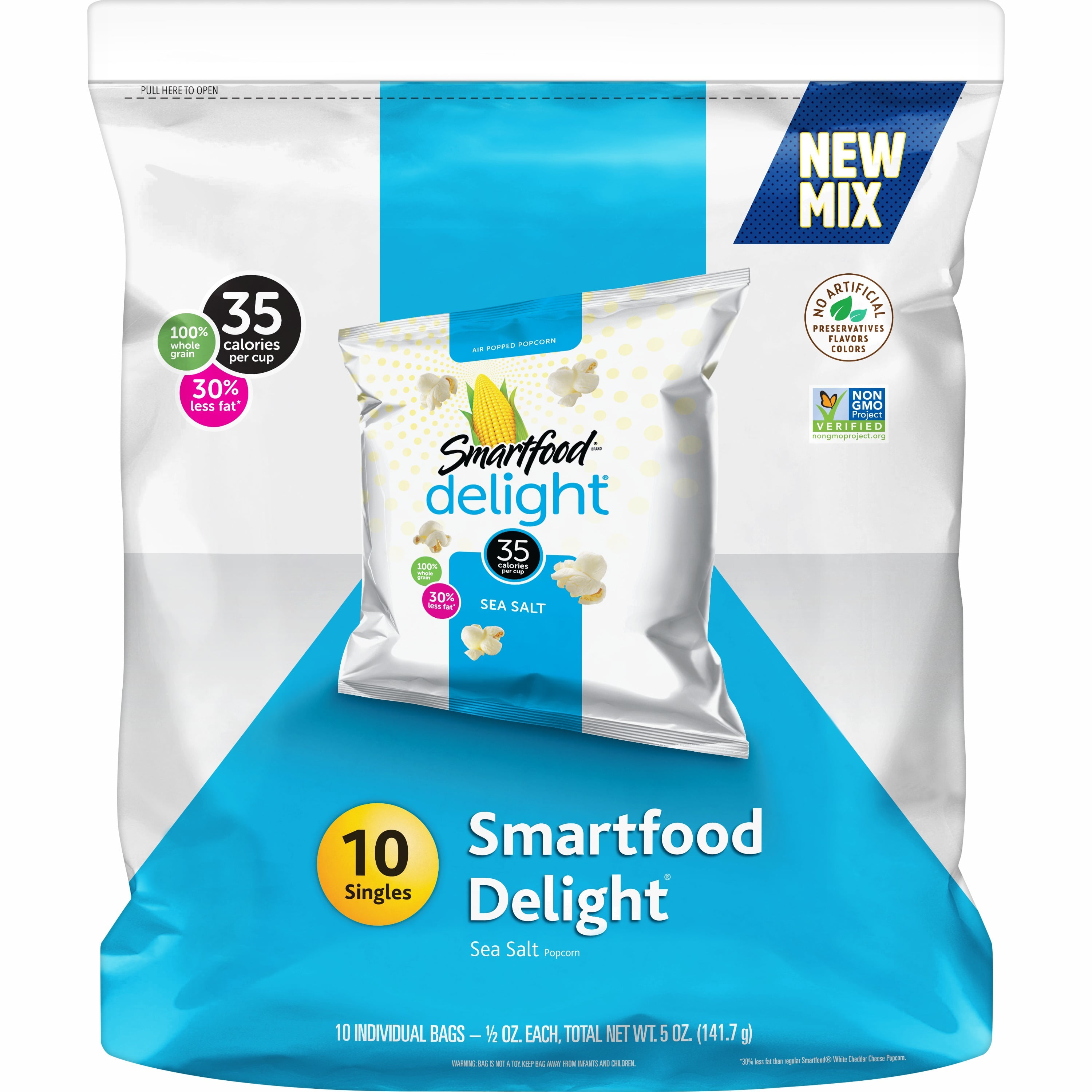 Smart50 Sea Salt Popcorn, 0.5 Oz Bags (10 Ct) - Walmart.com