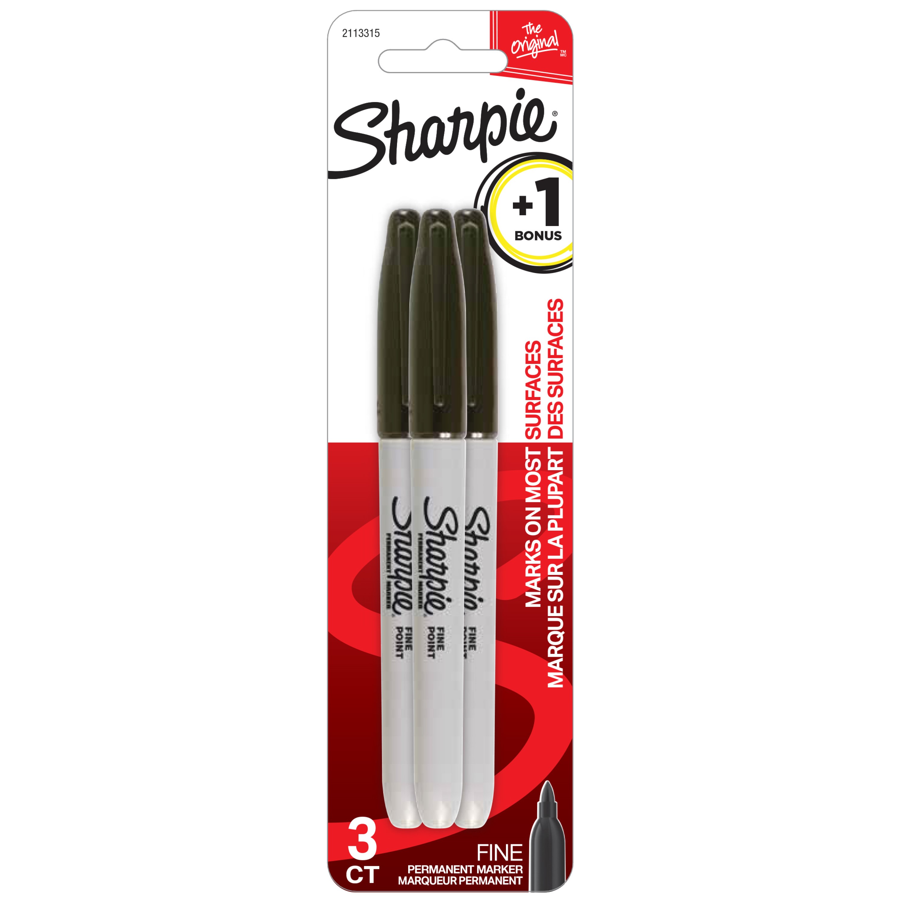 Sharpie Permanent Markers, Fine Point, Black, 3 Count