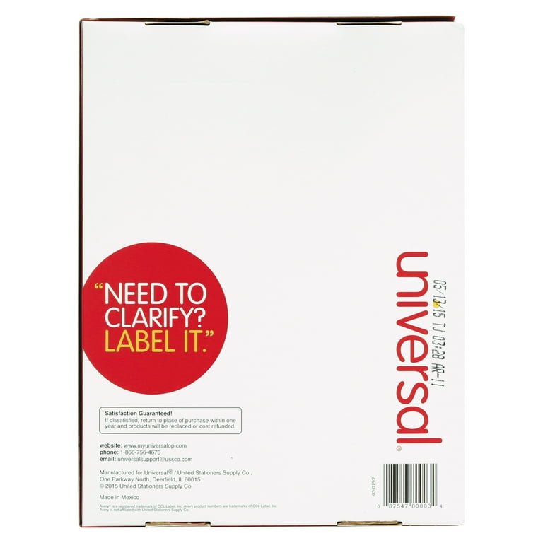White Labels, Inkjet/Laser Printers, 1.33 x 4, White, 14/Sheet, 250 Sheets/Box White Labels, Inkjet/Laser Printers, 1.33 x 4, White, 14/Sheet, 250 Sheets/Box