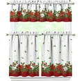 thumbnail image 7 of Christmas Kitchen Curtains and Valances Set of 3,Poinsettia Holly Christmas Decoration,Winter Xmas Curtains and Valances Short Curtain Set for Kitchen Bedroom Holiday Decor 36In, 7 of 7