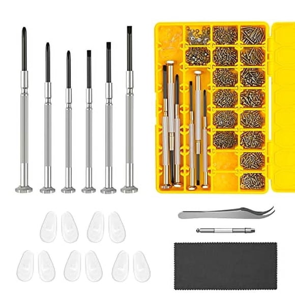 Kit de Reparación de Gafas Magnético, Kit de Reparación de Gafas con Tornillos para Gafas, Almohadillas de Nariz, Juego de Herramientas de Destornillador de Precisión y Pinzas para Gafas, Gafas de Sol