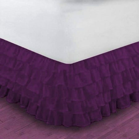 Gypsy King Purple Ruffled Bed Skirt Wrap Around Layered Solid Gypsy King Purple Ruffled Bed Skirt Wrap Around Layered Solid Dust Ruffle 20 Inch