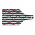 thumbnail image 1 of Crabs Cutting Board, Nautical Maritime Theme Crabs on Striped Background Illustration Print, Decorative Tempered Glass Cutting and Serving Board, Wine Bottle Shape, Red and Navy Blue, by Ambesonne, 1 of 1