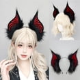 thumbnail image 5 of Hfppkn Plush Bat Ears Headband Gothic Wing Hair Hoop Accessories Red, 5 of 7