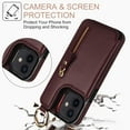 thumbnail image 2 of Feishell for iPhone 11 Zipper Wallet Case, Premium Lychee Texture PU Leather Double Magnetic Clasp Flip Kickstand Credit Card Slots Shockproof Portable Metal Ring Hook Phone Case,Jujube Red, 2 of 9