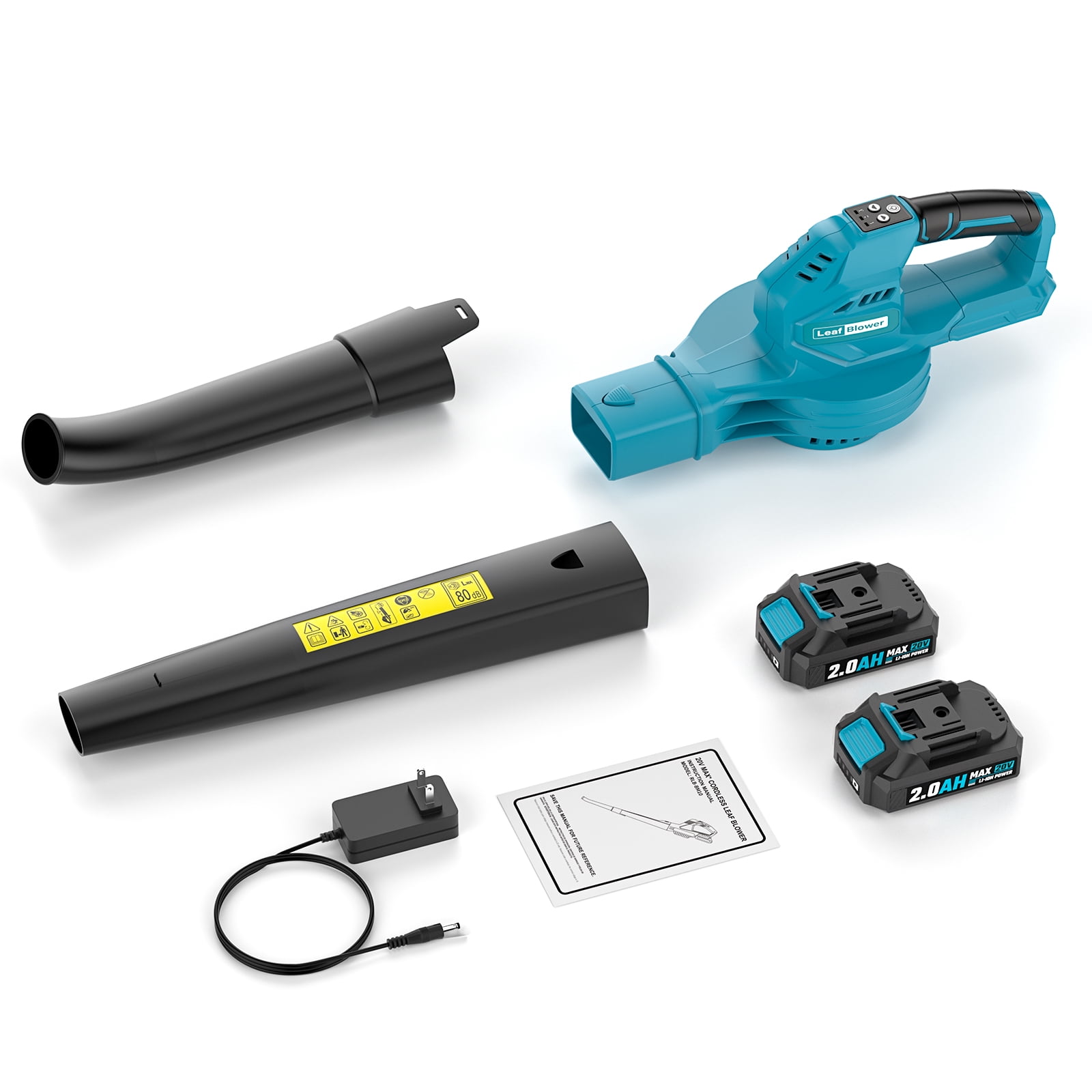 Cordless Leaf Blower - 20V Electric Leaf Blower with 2 X 2.0Ah Batteries and Charger, 3 Speed Mode, Lightweight Battery Powered Leaf Blowers for Lawn Care, Blowing Leaves and Dust, etc.