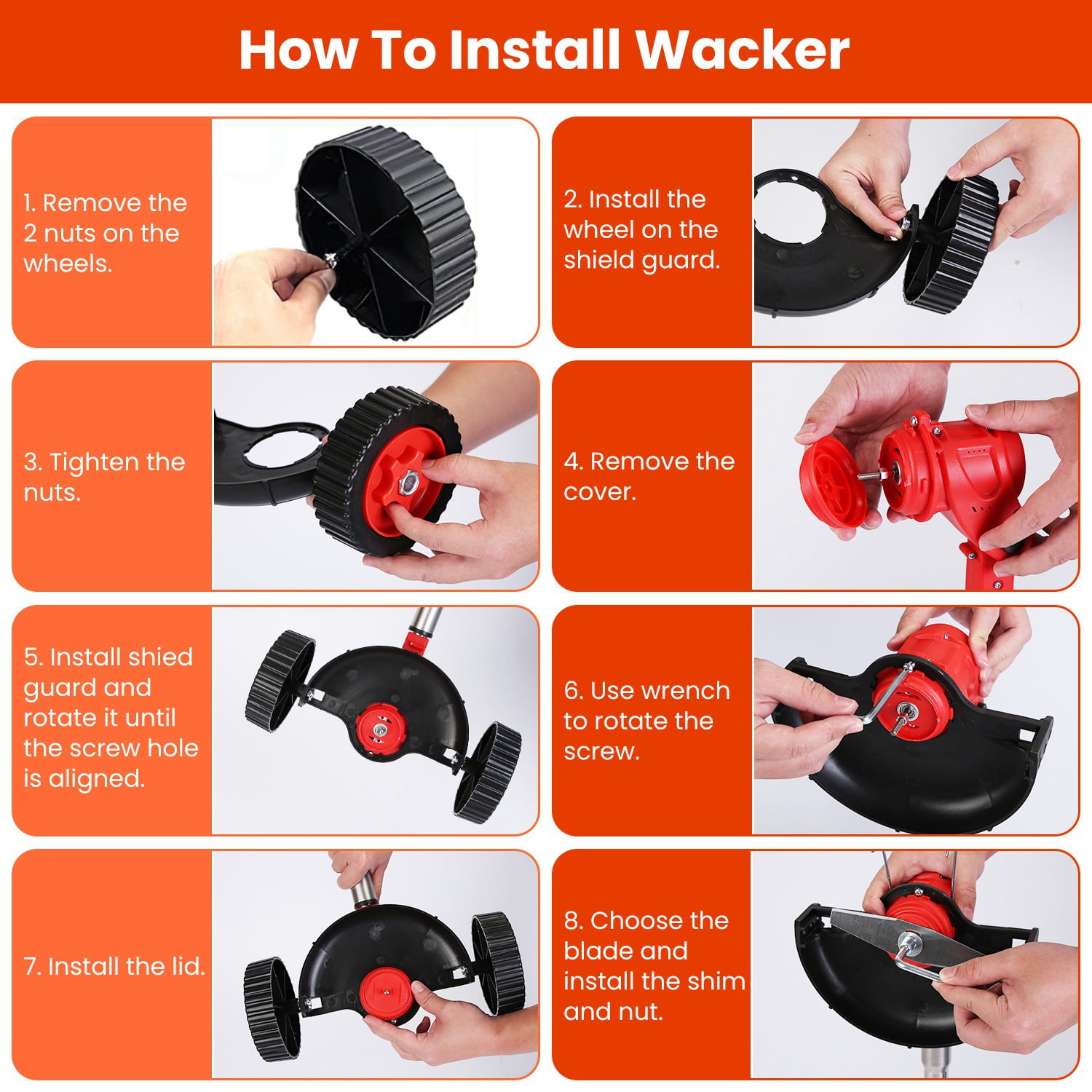 800W Cordless String Trimmer with Wheels 21V Brushless Motor Weed Wacker 18000RPM Max Speed 3 in 1 Tool with Metal and String Blades Adjustable Head Extendable Pole for Lawn Edging Garden Maintenance